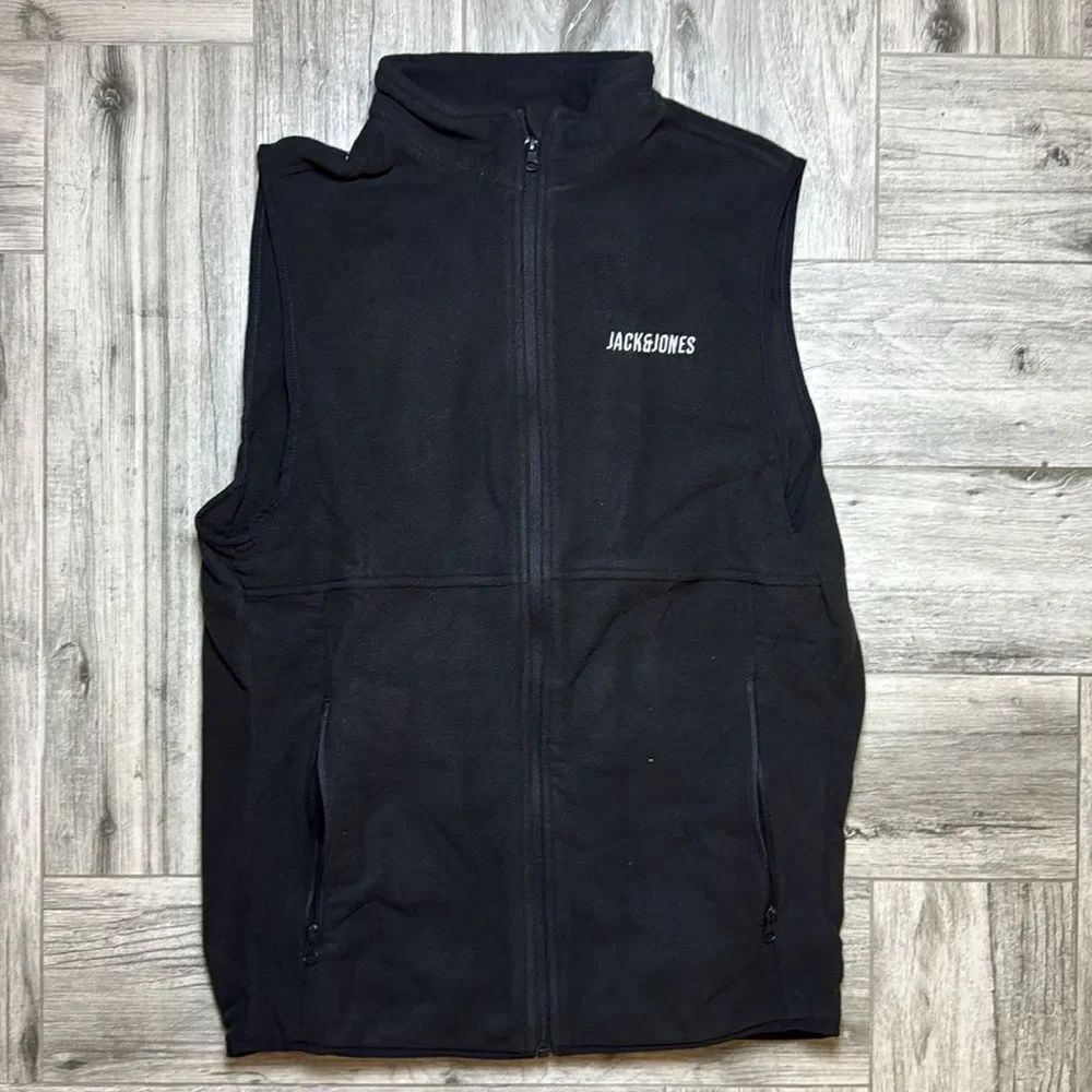 Jack & Jones Core fleece vest in black Medium